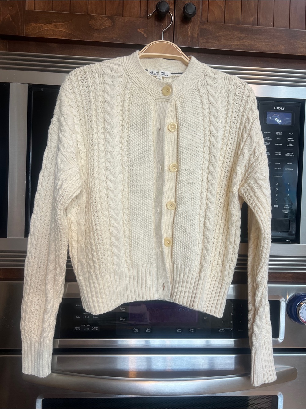 ALEX MILL CABLE KNIT NICO CHUNKY CARDIGAN IVORY SIZE SMALL - Picture 8 of 13